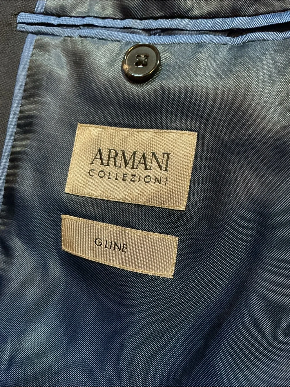 Armani Collezioni G Line Navy Blue 100% Wool Two Button Blazer Suit Jacket